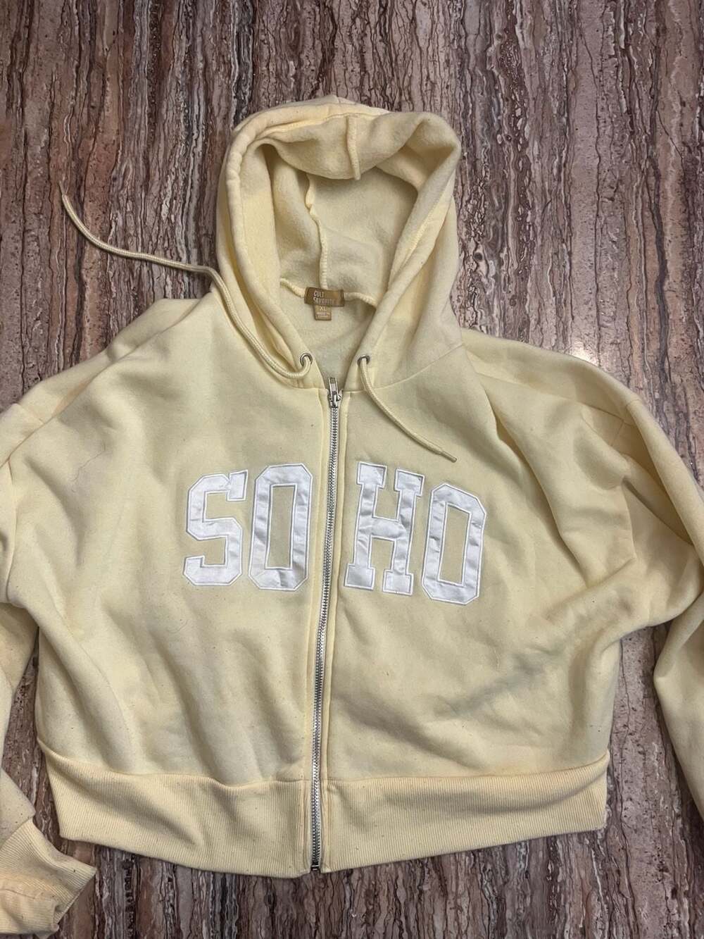 Cult Favorite Soho New York 1996 Graphic Zip-Up Cropped Hoodie